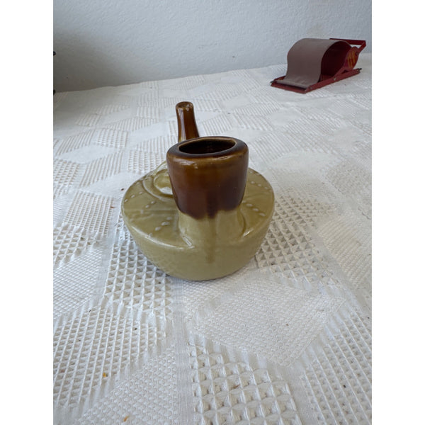 Vintage Ceramic Sake Warmer Pourer Hyottoko Character Folk Art Japanese Design