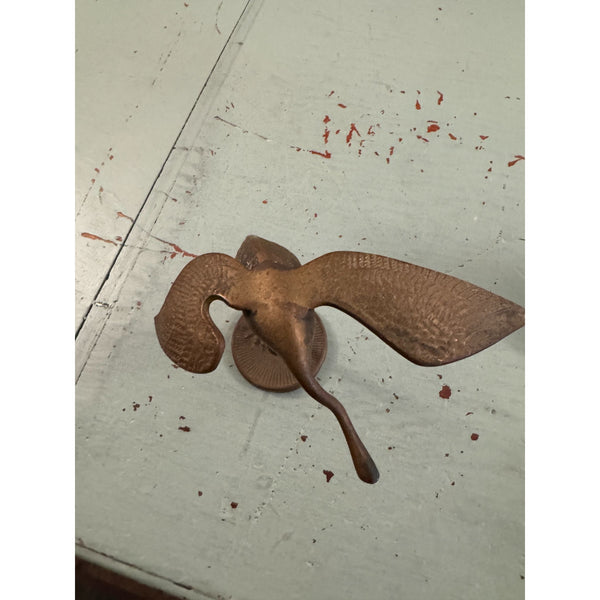 Vintage Mid Century Modern Solid Brass Crane Bird Sculpture On Stand