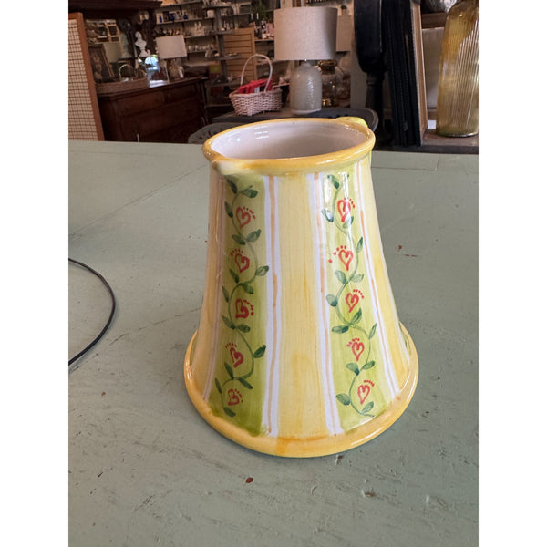 Vintage Handmade Hungarian Majolica Pottery Pitcher Hand Painted Floral Design