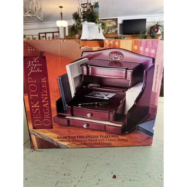 Le Papier Jardin Desk Top Organizer Mahogany North American Wood 7 Compartments