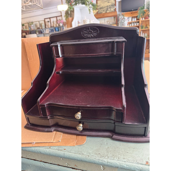 Le Papier Jardin Desk Top Organizer Mahogany North American Wood 7 Compartments