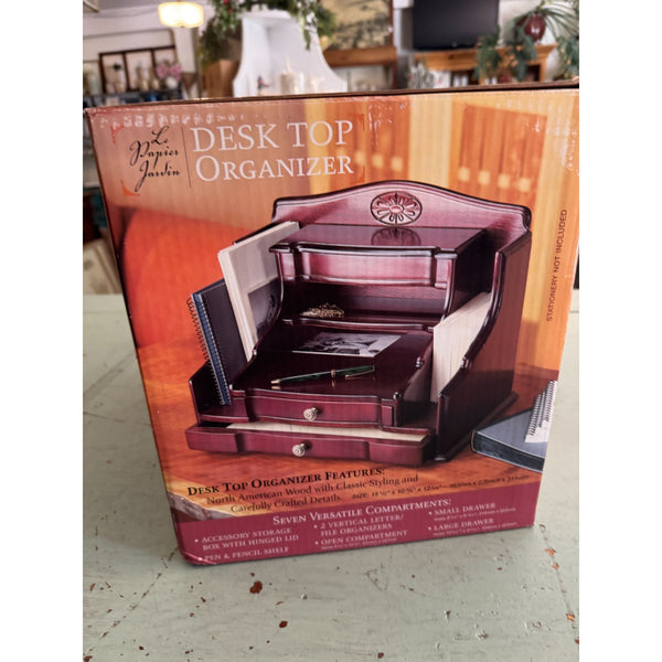 Le Papier Jardin Desk Top Organizer Mahogany North American Wood 7 Compartments