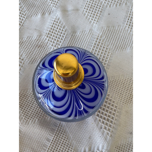 La-Tee-Da Blue & White Swirl Gold-Tone Effusion Fragrance Lamp Modern