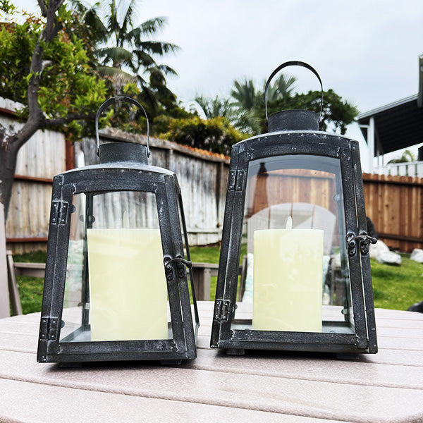 Removable Metal Lanterns with Wood Base two sizes