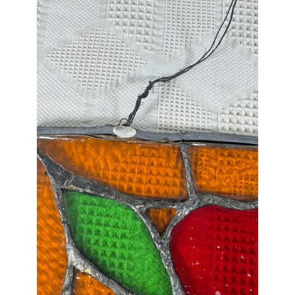 Vintage 12 Inch Stained Glass Panel Floral Design Leaded Stained Glass Wall Art