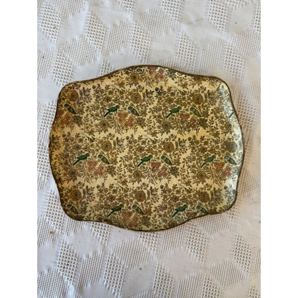 Alfred E Knobler Vintage Paper Mache Tray w William Morris Style Floral Design