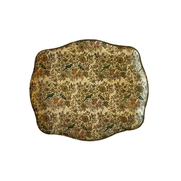 Alfred E Knobler Vintage Paper Mache Tray w William Morris Style Floral Design