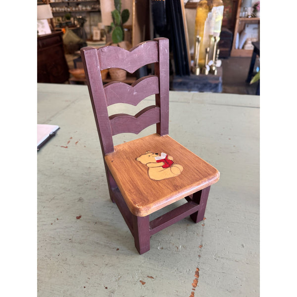 Vintage Hand Painted Winnie the Pooh Wooden Doll Chair