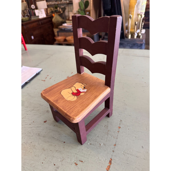 Vintage Hand Painted Winnie the Pooh Wooden Doll Chair