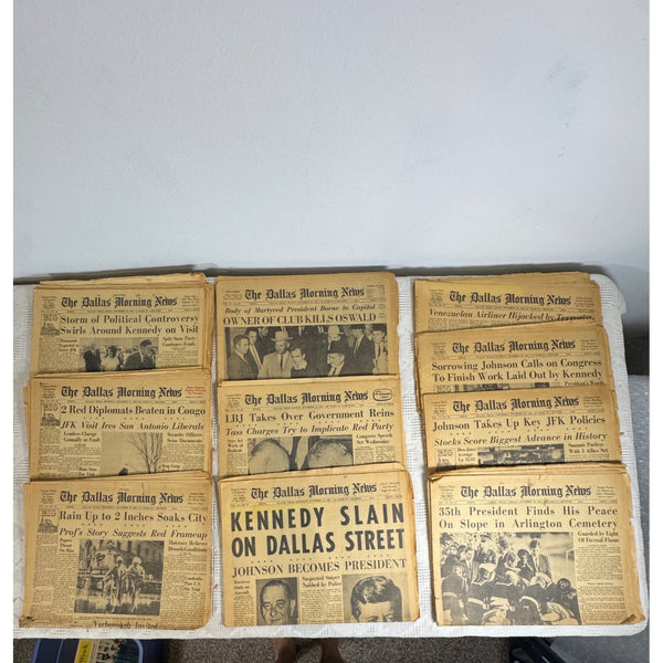 1963  JFK Newspapers Nov 23 Assassination and 20th to 29th Dallas Morning News