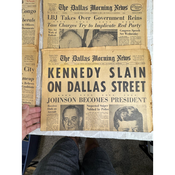 1963  JFK Newspapers Nov 23 Assassination and 20th to 29th Dallas Morning News