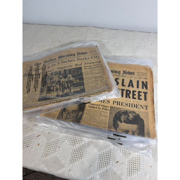 1963  JFK Newspapers Nov 23 Assassination and 20th to 29th Dallas Morning News