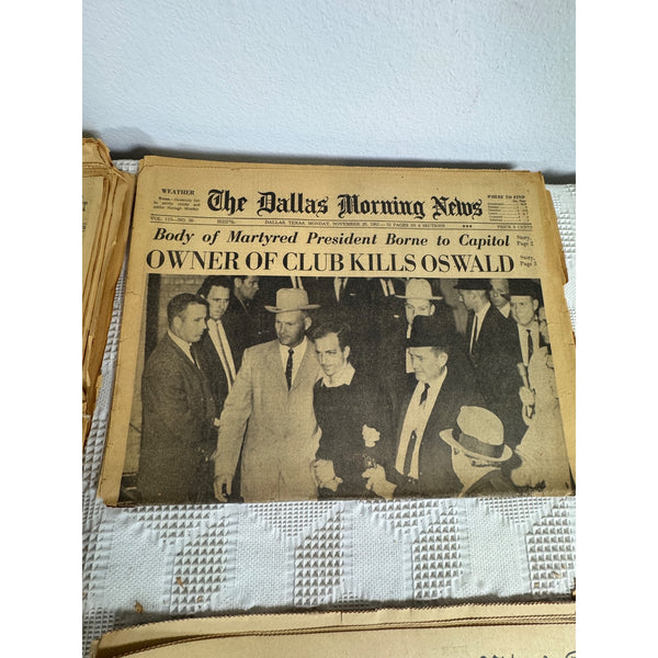 1963  JFK Newspapers Nov 23 Assassination and 20th to 29th Dallas Morning News