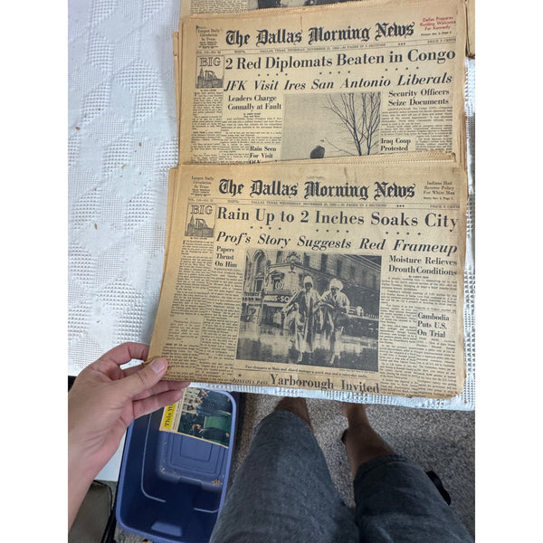 1963  JFK Newspapers Nov 23 Assassination and 20th to 29th Dallas Morning News