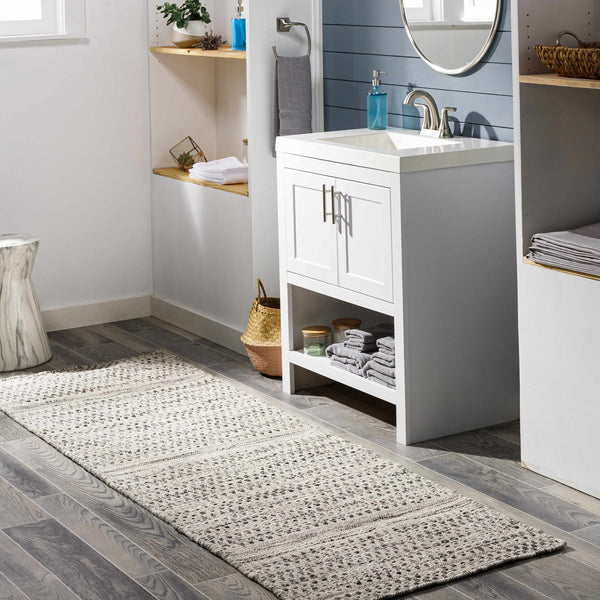 Arabi Wool Area Rug in bathroom