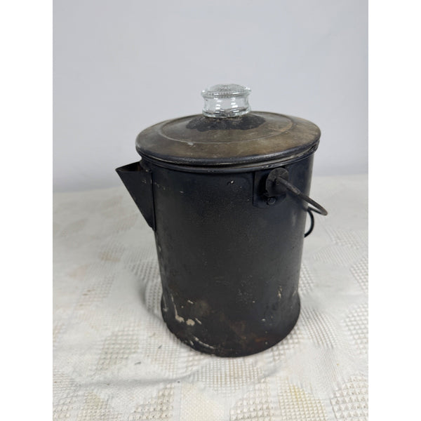 Vintage Mirro 20 Cup Percolator Coffee Pot With Glass Knob and Metal Handle