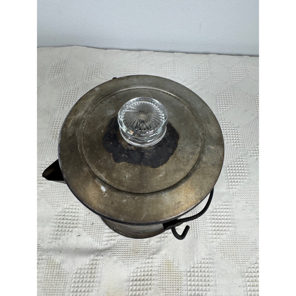 Vintage Mirro 20 Cup Percolator Coffee Pot With Glass Knob and Metal Handle