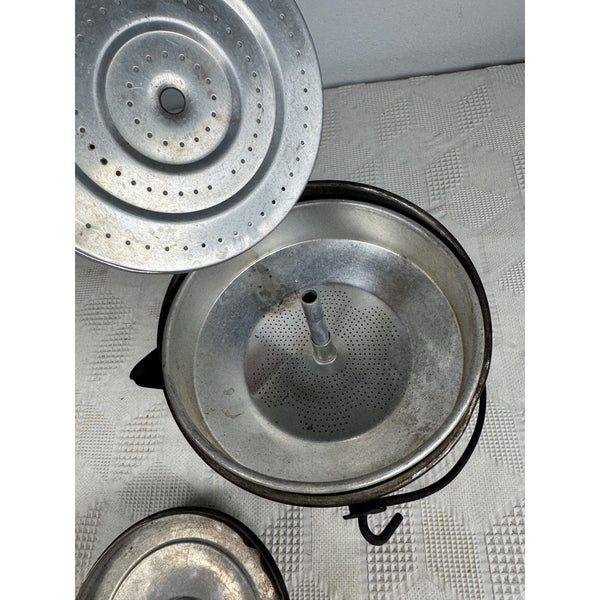 Vintage Mirro 20 Cup Percolator Coffee Pot With Glass Knob and Metal Handle