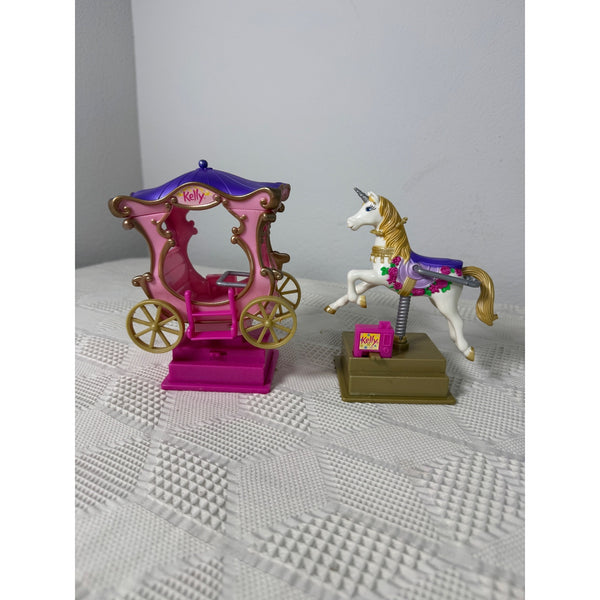 Barbie Kelly Doll 2002 Unicorn Figurine and Carriage Playset Mattel Collectible