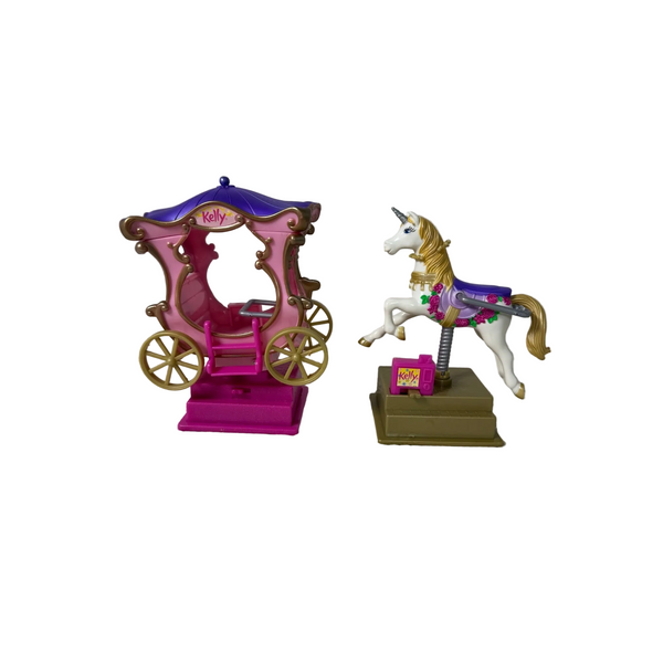 Barbie Kelly Doll 2002 Unicorn Figurine and Carriage Playset Mattel Collectible