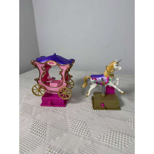 Barbie Kelly Doll 2002 Unicorn Figurine and Carriage Playset Mattel Collectible