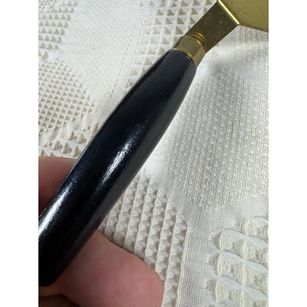 Masonic Brass Trowel w Black Handle Freemason Engraving Vintage Collectible