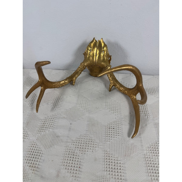 Gold Finished Deer Antlers With Partial Skull Mount Wall Decor Modern Farmhouse