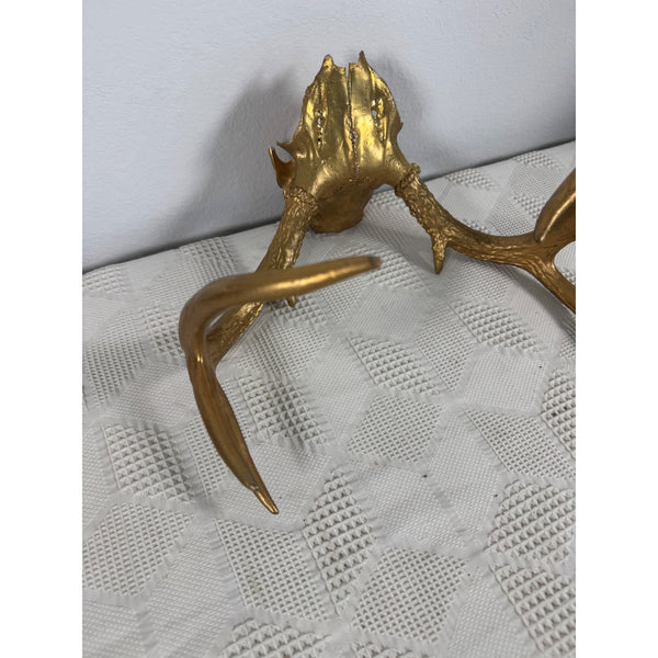 Gold Finished Deer Antlers With Partial Skull Mount Wall Decor Modern Farmhouse
