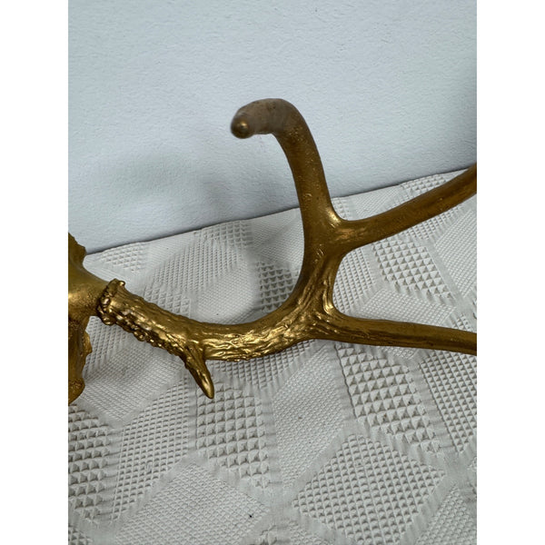 Gold Finished Deer Antlers With Partial Skull Mount Wall Decor Modern Farmhouse