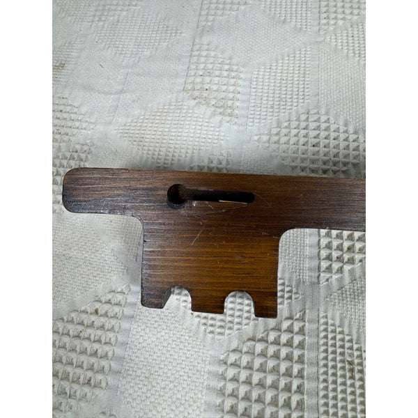 Wooden Key Shaped Wall Hook Key Organizer w Heart Cutout & Brass Hooks For Keys