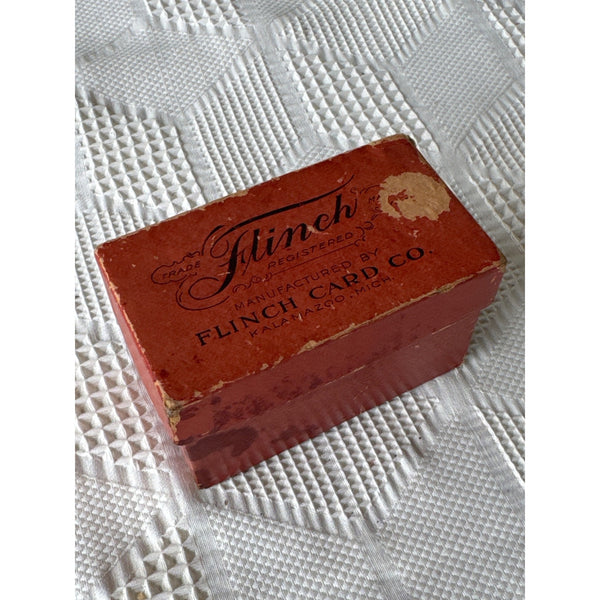 Antique Flinch Card Game w Original Red Box By Flinch Card Co 1920s