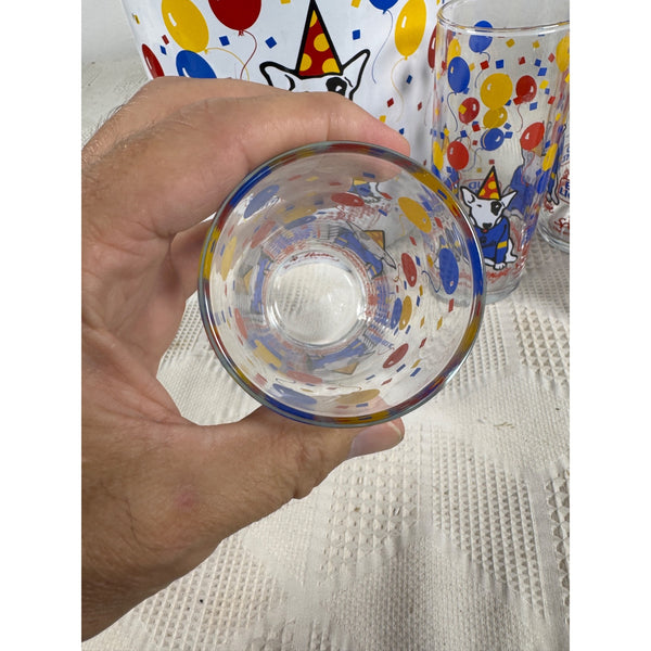 Vintage 1987 Bud Light Spuds MacKenzie Ice Bucket w 4 Party Glasses Set Balloons