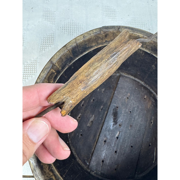 Antique 1800s Wooden Stave Bucket w Brass Bands Rustic Primitive Farmhouse Style