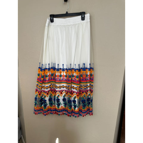 Soft Surroundings womens White Floral Skirt