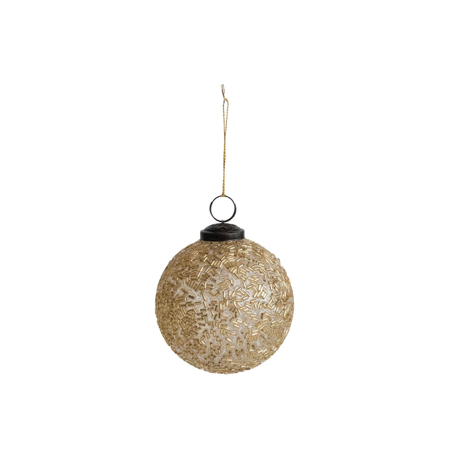 Glass Ball Ornament w/ Beads