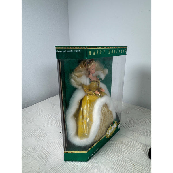 Happy Holidays Barbie Special Edition 1994 Gold Gown & Faux Fur Mattel 12155 NIB