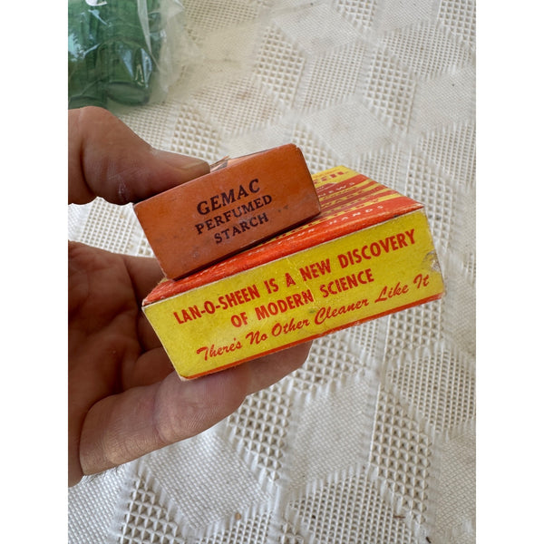 Vintage Lan-O-Sheen Cleaner & Gemac Perfumed Starch Free Sample Set 1950s