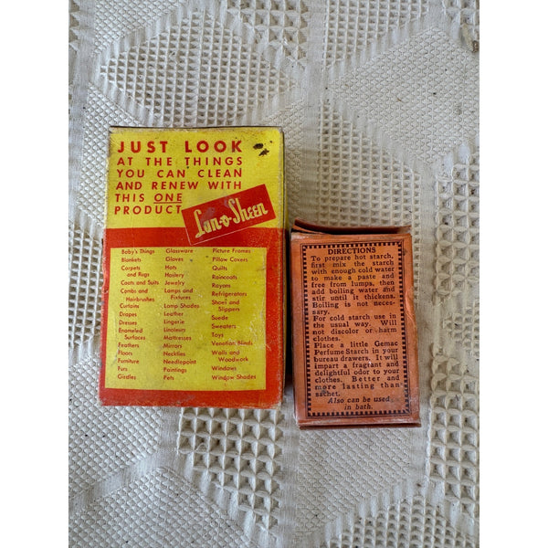 Vintage Lan-O-Sheen Cleaner & Gemac Perfumed Starch Free Sample Set 1950s