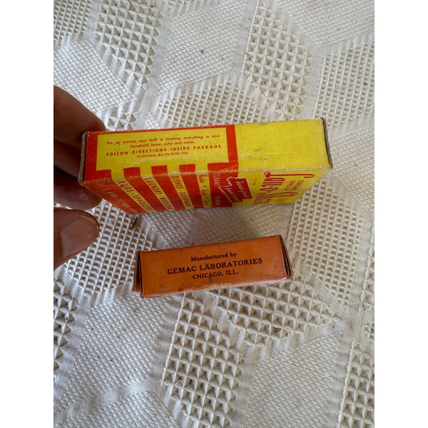 Vintage Lan-O-Sheen Cleaner & Gemac Perfumed Starch Free Sample Set 1950s