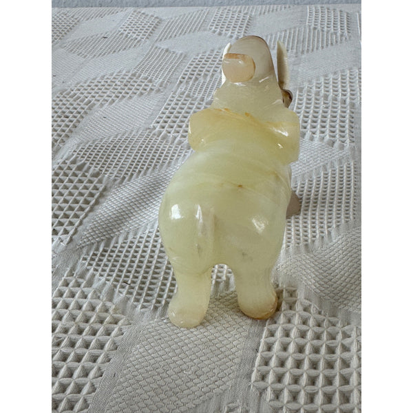 Hand Carved Onyx Elephant Figurine Natural Stone Decor Intricate Banded Details