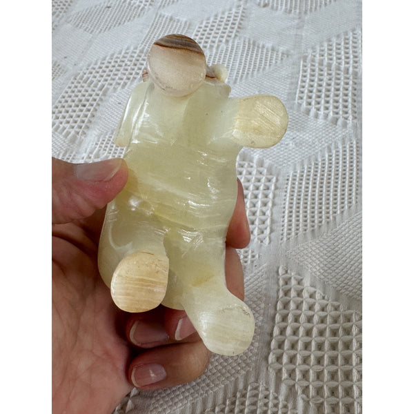 Hand Carved Onyx Elephant Figurine Natural Stone Decor Intricate Banded Details
