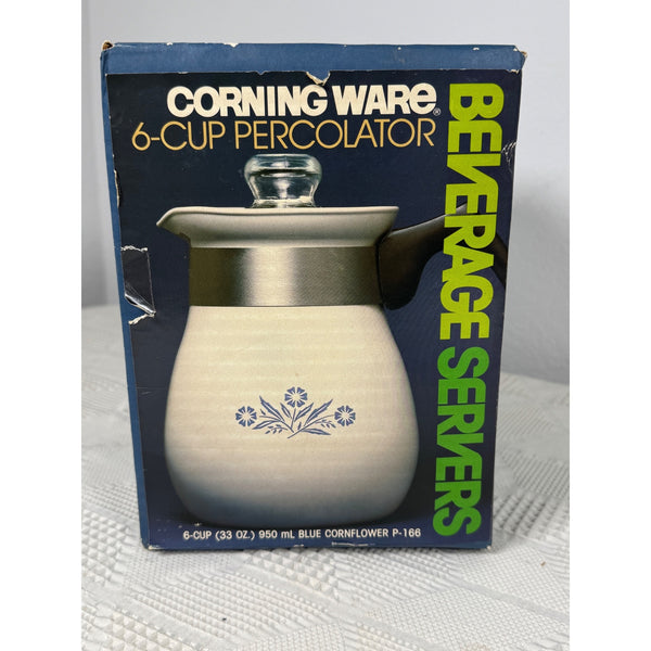 Corning Ware 6 Cup Percolator Blue Cornflower P-166 1980s Beverage Server NIB
