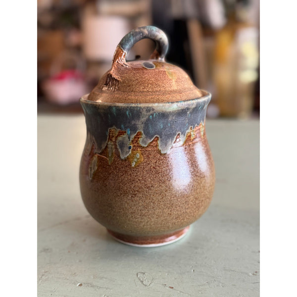 Handmade Vintage Studio Pottery Pot with Lid Glazed
