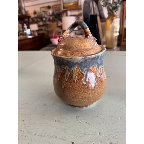 Handmade Vintage Studio Pottery Pot with Lid Glazed