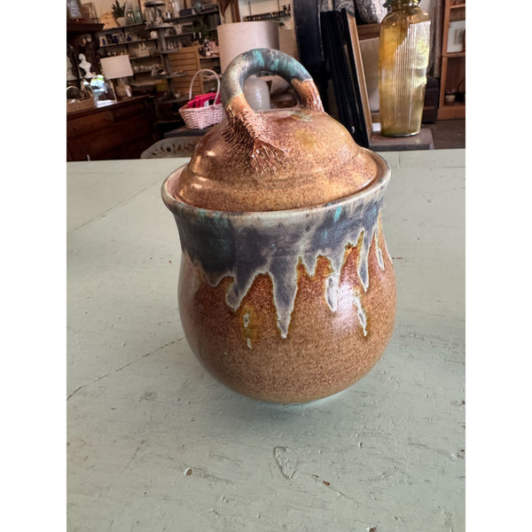 Handmade Vintage Studio Pottery Pot with Lid Glazed