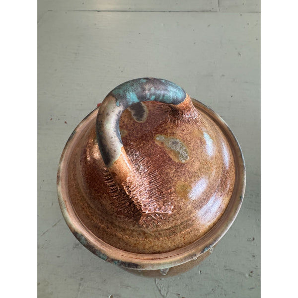 Handmade Vintage Studio Pottery Pot with Lid Glazed