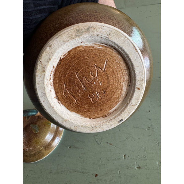 Handmade Vintage Studio Pottery Pot with Lid Glazed