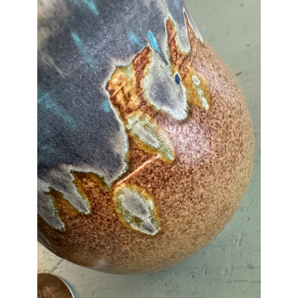 Handmade Vintage Studio Pottery Pot with Lid Glazed