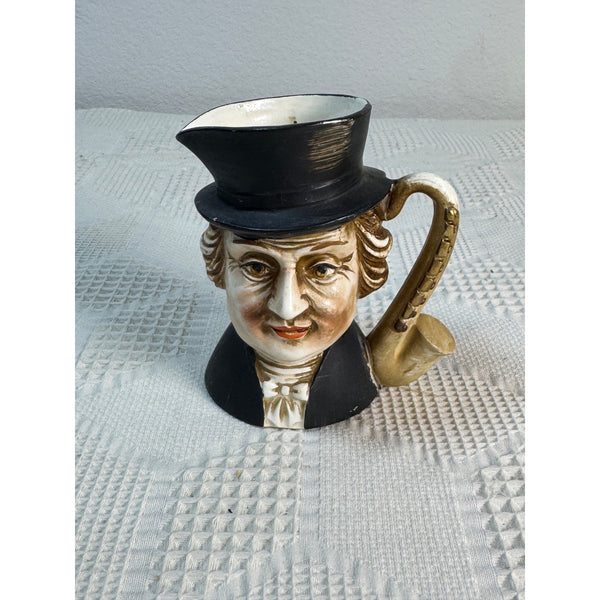 Vintage Ceramic Toby Face Character Creamer Top Hat and Pipe Handle Lego Japan