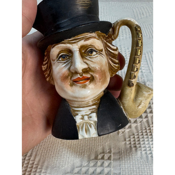 Vintage Ceramic Toby Face Character Creamer Top Hat and Pipe Handle Lego Japan